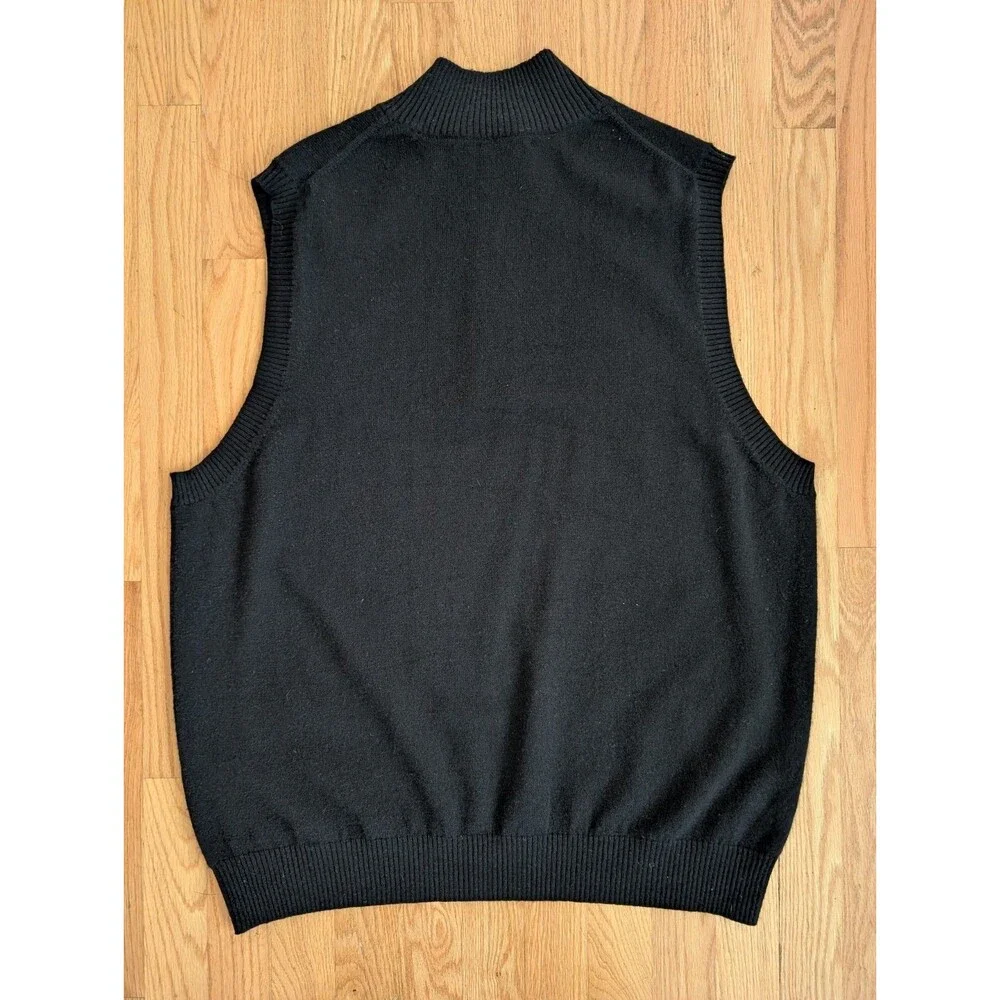 Mens XL 100% Cashmere Sweater Vest Black 1/4 Zip Pullover Forte